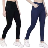 Single Cotten Button Furr High Elwaisr Jeans For Women & Girls Combo Pack Of 2 - Rskart, 36