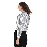 Oxolloxo Women Stripe Long Sleeve Polo Neck Crop Top - XL, Rskart