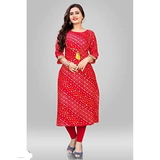 *Glittery Women's Reyon Designer Printed A-Line Regular Fit Straight Short Kurtis (ZCK21)* - S, Rskart