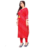 *Glittery Women's Reyon Designer Printed A-Line Regular Fit Straight Short Kurtis (ZCK21)* - X, Rskart