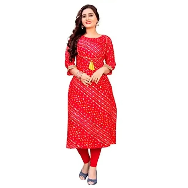 *Glittery Women's Reyon Designer Printed A-Line Regular Fit Straight Short Kurtis (ZCK21)* - 2xl, Rskart