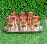 VIKRAM METAL  Copper water glass set of 6 - 3.5 INCH