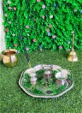 VIKRAM METAL  Steel Flower Design Pooja | Arti Thali - 9 inch, silver