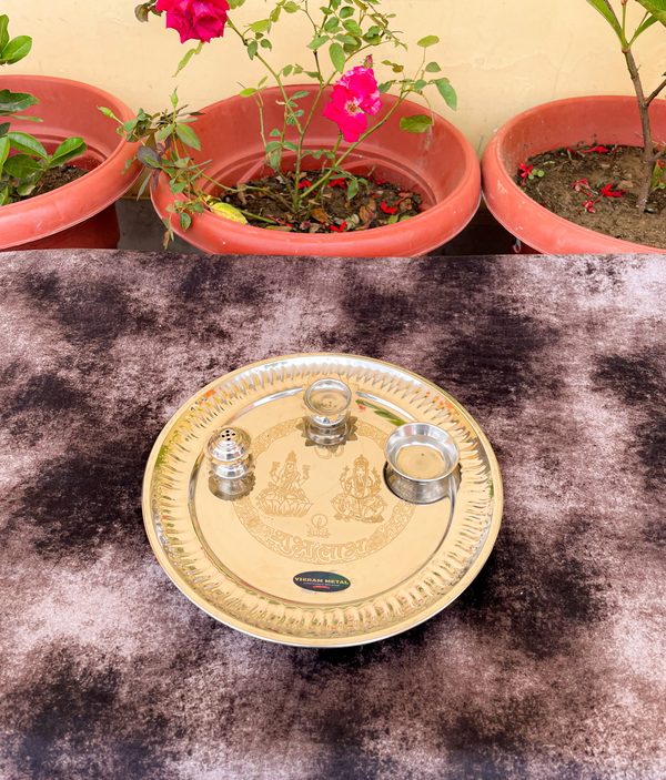 VIKRAM METAL Steel Pooja | Arti  Thali  - 11.5 inch, silver