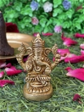 VIKRAM METAL Brass Ganesh Murti  - 2.1 inch, GOLDEN