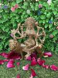 VIKRAM METAL Brass Durga Maa Murti - 6 inch, GOLDEN