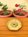 VIKRAM METAL  Brass Puja Plate with Floral Embossed Design - 10 INCH, GOLDEN