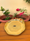 VIKRAM METAL  Brass Puja Plate with Floral Embossed Design - 12.2 INCH, GOLDEN