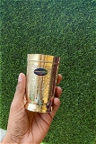 VIKRAM METAL  Brass Glass Tumbler with Embossed Design SET OF 6 - 4.2 INCH, GOLDEN, 400 ML