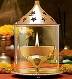 VIKRAM METAL  Brass  Akhand Diya - 6 INCH, GOLDEN