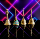 VIKRAM METAL  Brass  colour bell / ghanti  - 4 INCH, BLUE