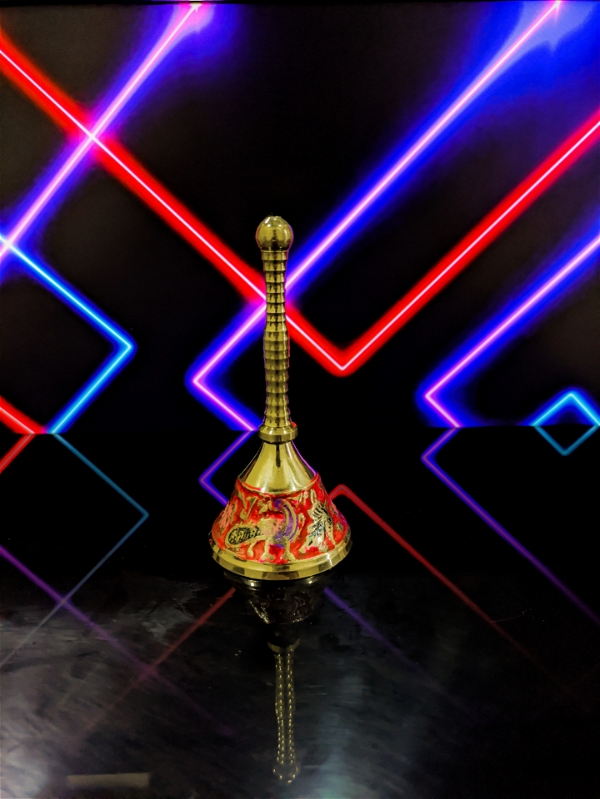 VIKRAM METAL  Brass  colour bell / ghanti  - 4 INCH, RED