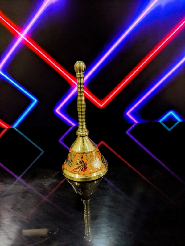 VIKRAM METAL  Brass  colour bell / ghanti  - 4 INCH, ORANGE
