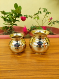 VIKRAM METAL  Brass Patti Lota  - 3.6 INCH, GOLDEN, 400 ML