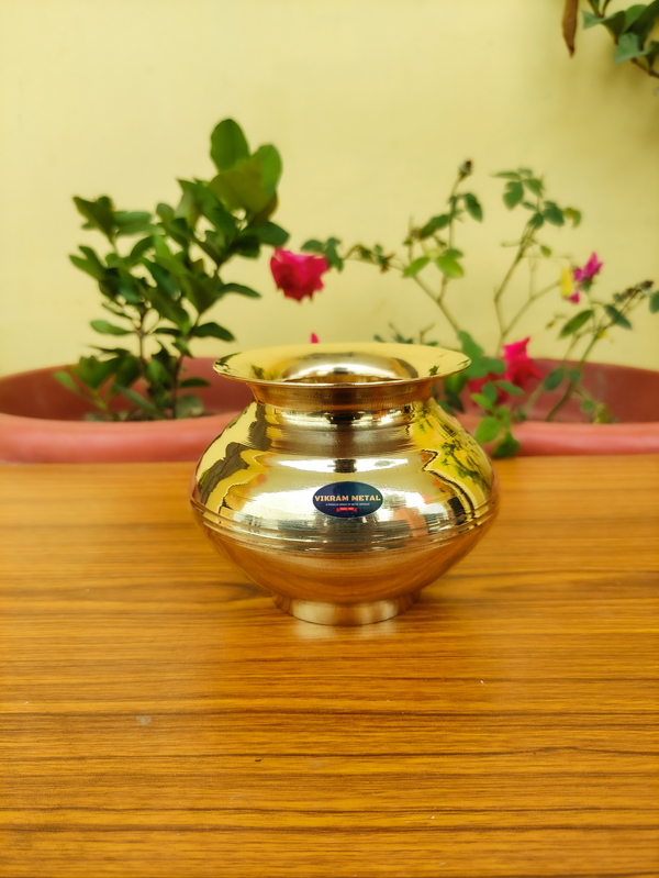 VIKRAM METAL Brass mugal Plain lota  - 4 INCH, GOLDEN, 400 ML
