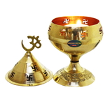 VIKRAM METAL  Brass om Jali Akhand Diya - 5 NO., GOLDEN