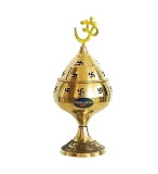 VIKRAM METAL  Brass om Jali Akhand Diya - 2 NO., GOLDEN