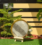 VIKRAM METAL  Brass Emboss Round Plate with flower emboss print  - 5 INCH, GOLDEN