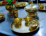 VIKRAM METAL  Brass embossed luxury dinner set  - SET OF 6