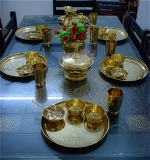 VIKRAM METAL  Brass embossed luxury dinner set  - SINGLE SET, GOLDEN