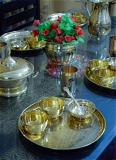 VIKRAM METAL  Brass embossed luxury dinner set  - SINGLE SET, GOLDEN