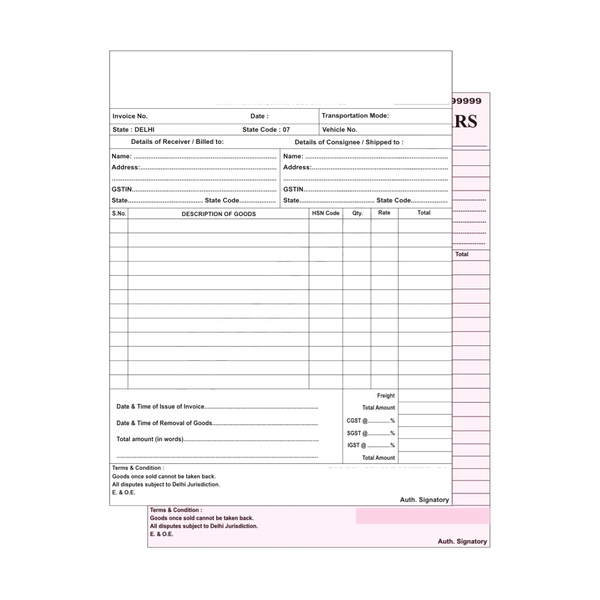 GST Bill Book / Invoice
