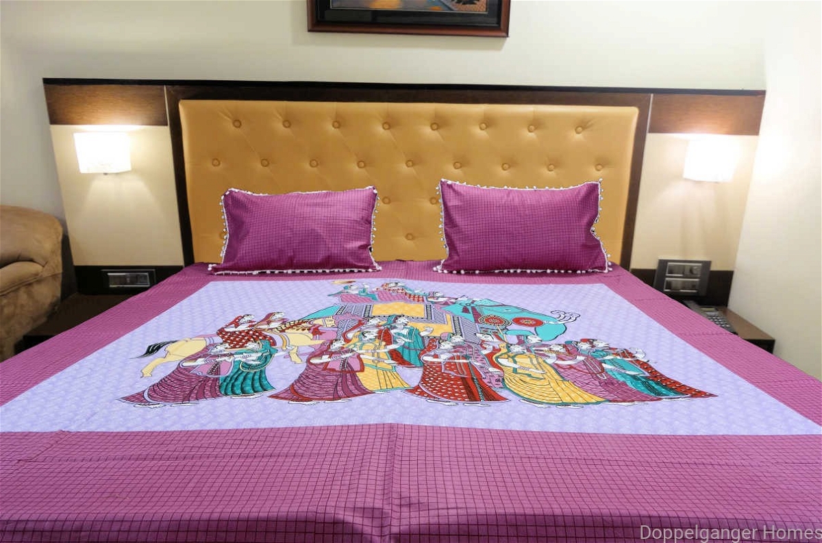 Doppelganger Homes Pink Royal Procession Double Bed Sheet