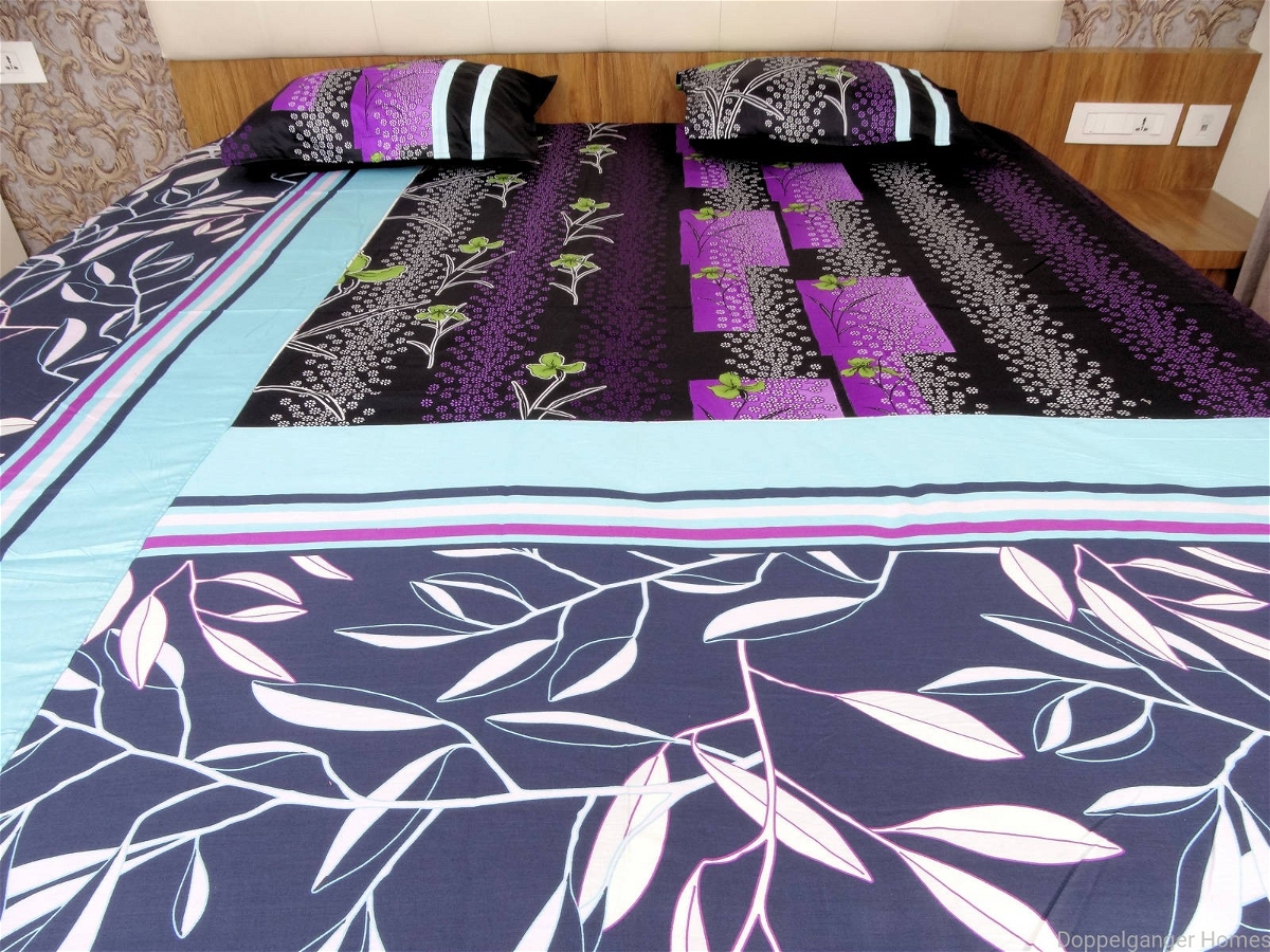 Flower & Leaves Designer Double Bed Sheet
