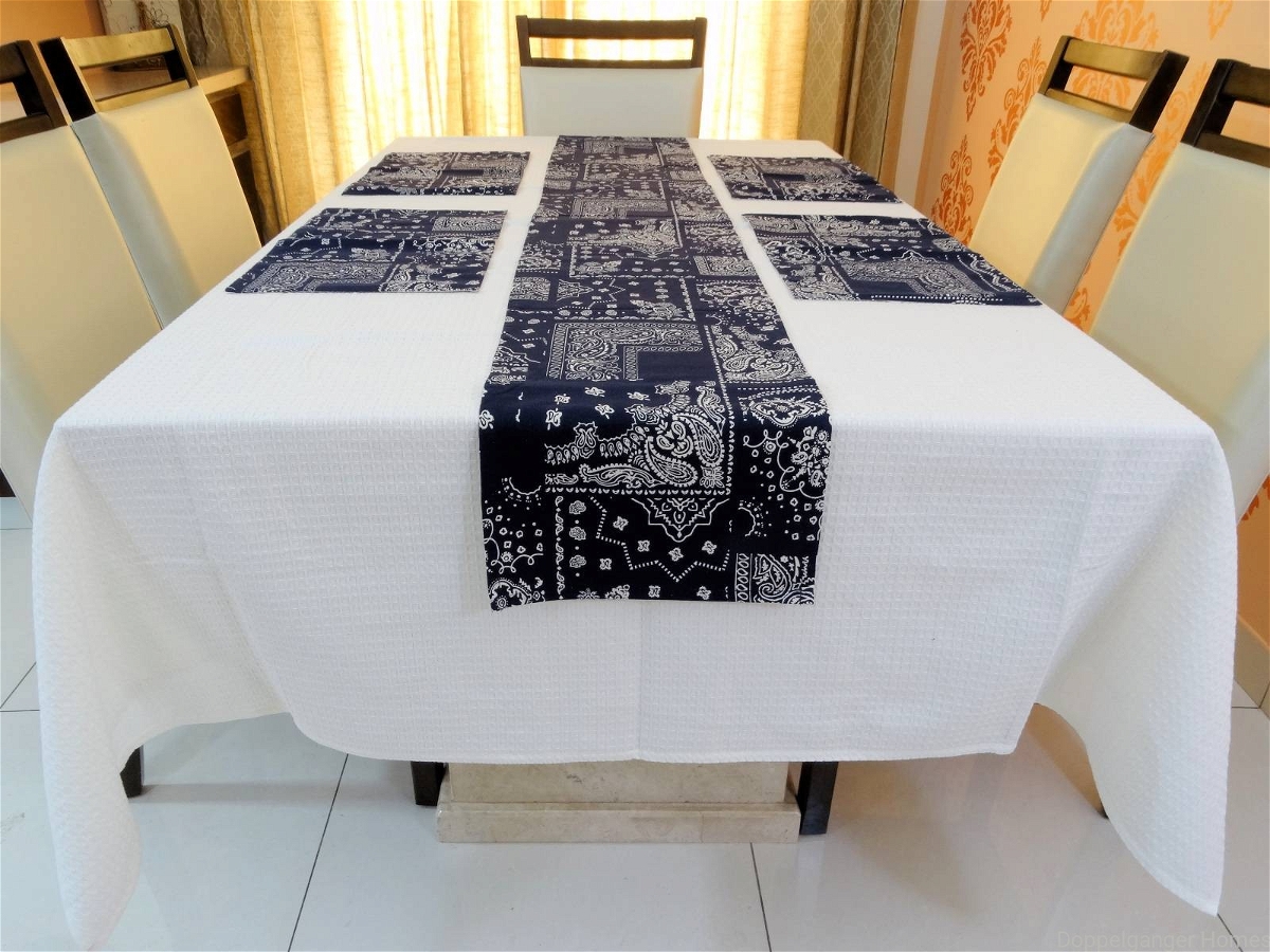 Doppelganger Homes Cotton Dining Table Cover, Runner & Placemat set (8PCS)-38