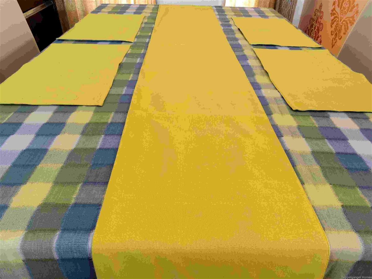Doppelganger Homes Cotton Dining Table Cover, Runner & Placemat set (8PCS)-44