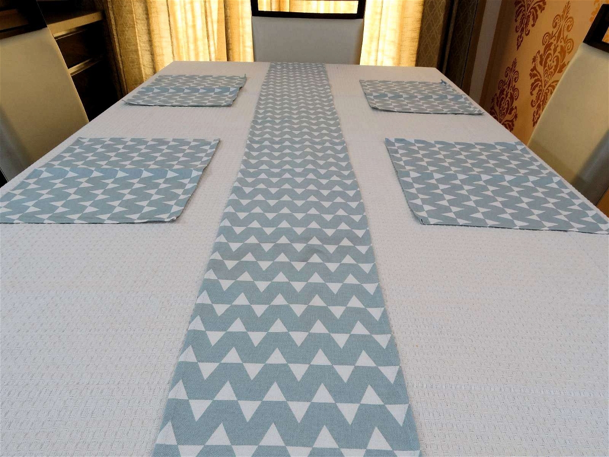 Doppelganger Homes Cotton Dining Table Cover, Runner & Placemat set (8PCS)-34