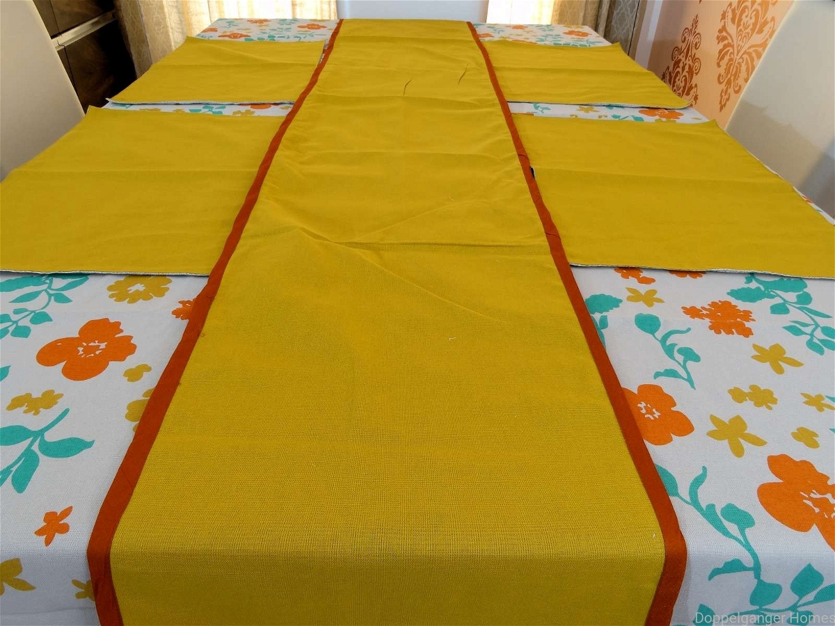 Doppelganger Homes Cotton Dining Table Cover, Runner & Placemat set (8PCS)-50