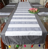 Doppelganger Homes Table Runner with Multi-color Pompom (7PCS)