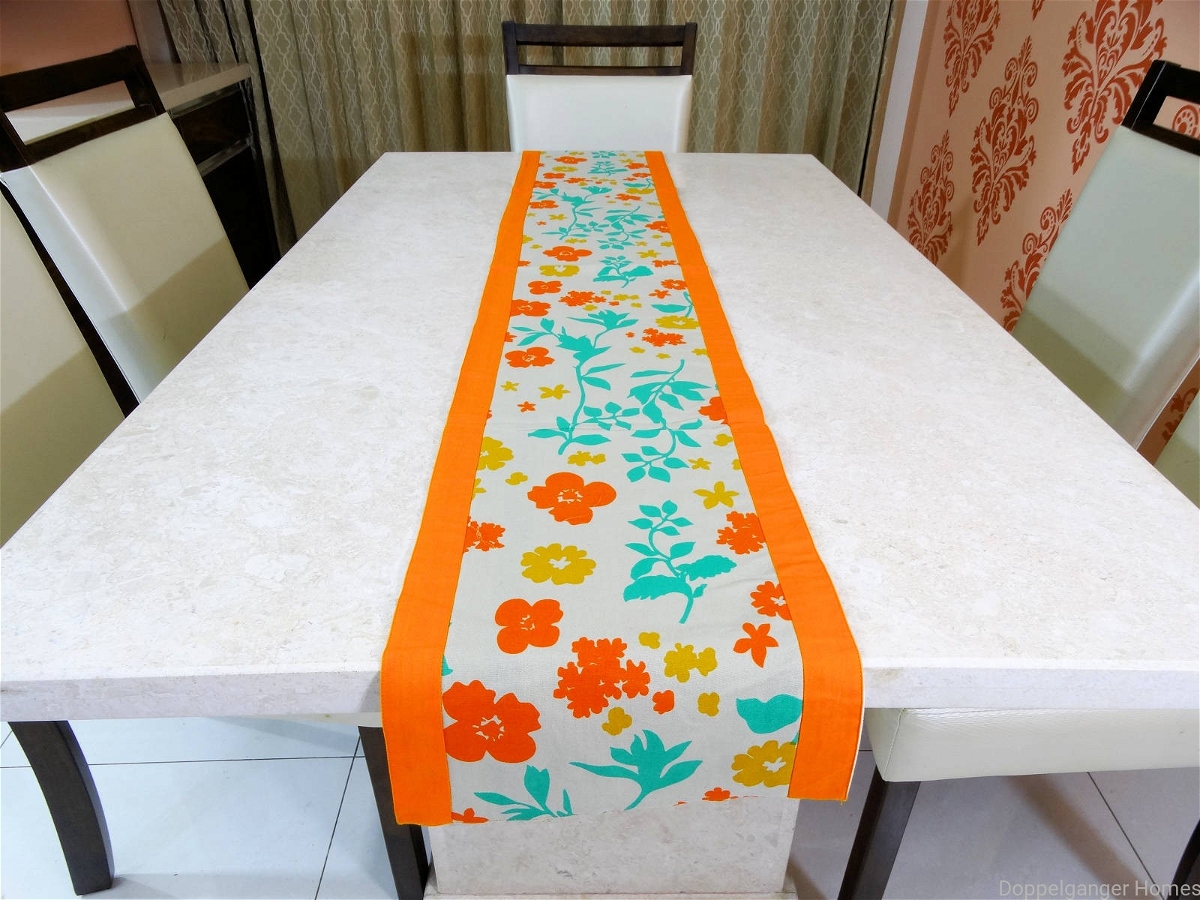 Doppelganger Homes Orange Floral Cotton Table Runner