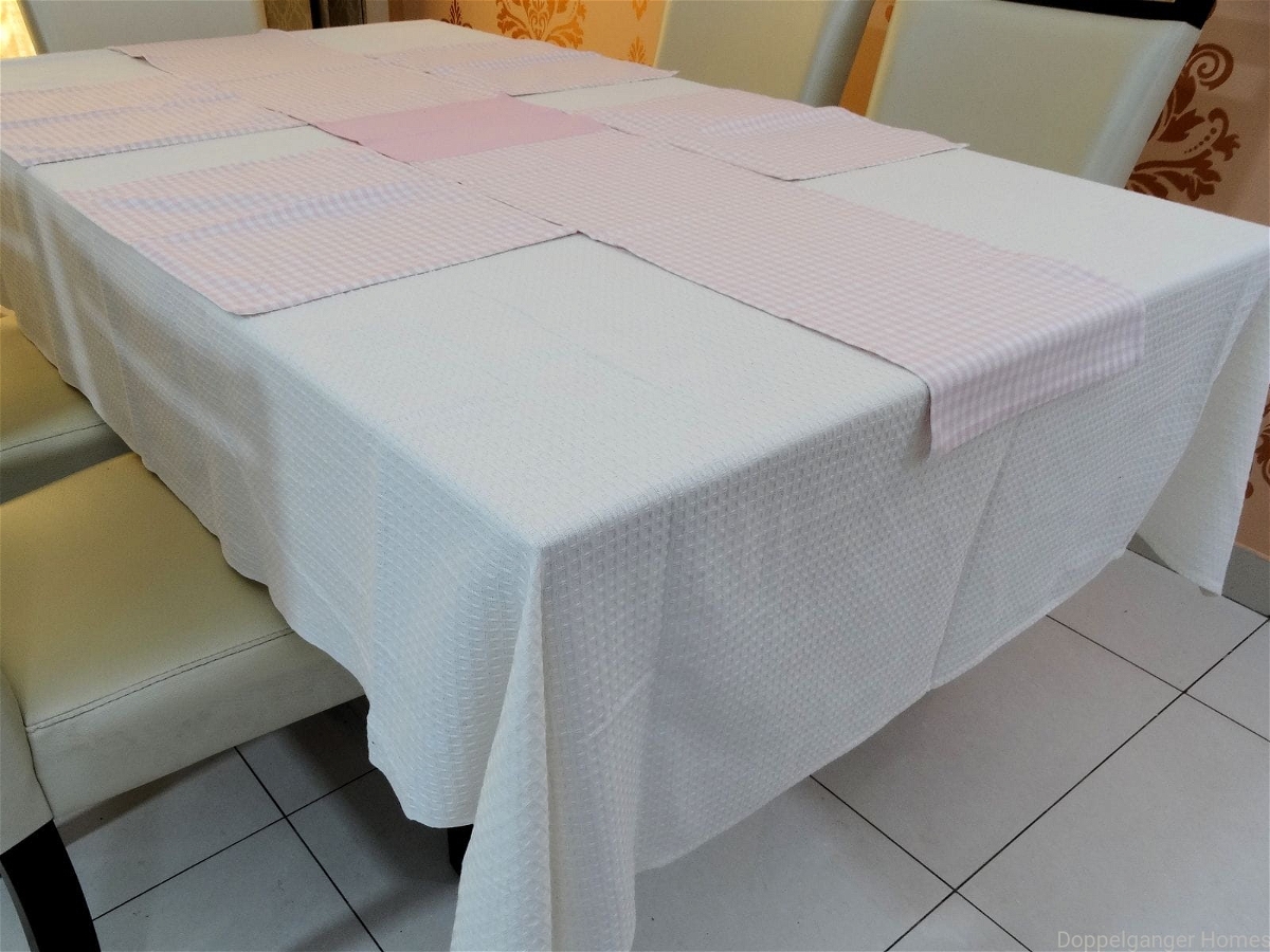 Doppelganger Homes Cotton Dining Table Cover, Runner & Placemat set (8PCS)-40