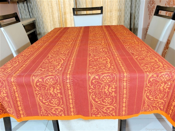 Doppelganger Homes 6 Seater Designer Floral Cotton Dining Table Cover-11