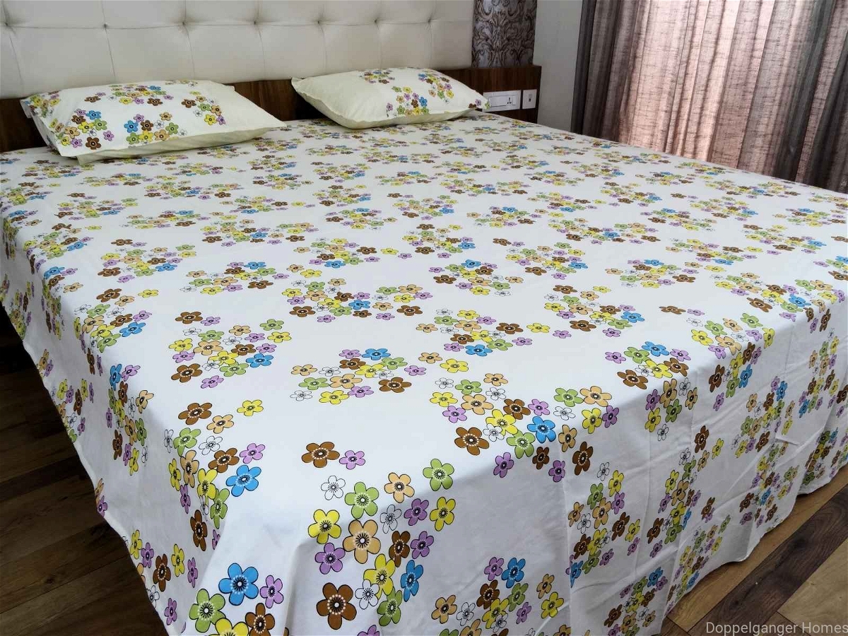 Doppelganger Homes Floral cotton Double Bed Sheet-118