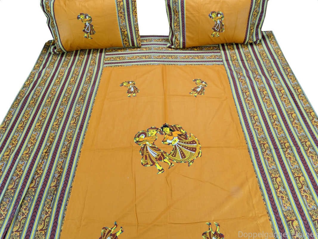 Applique Embroidery Double Bed Sheet-49