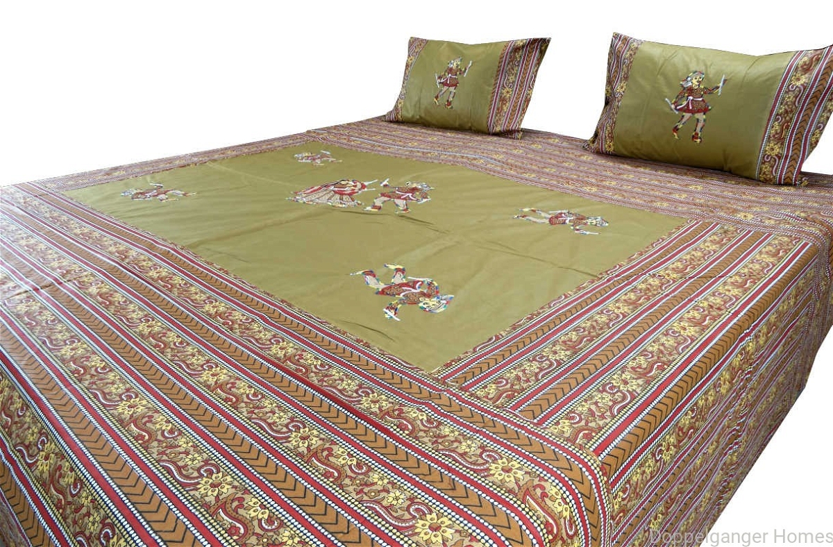 Applique Embroidery Double Bed Sheet-48