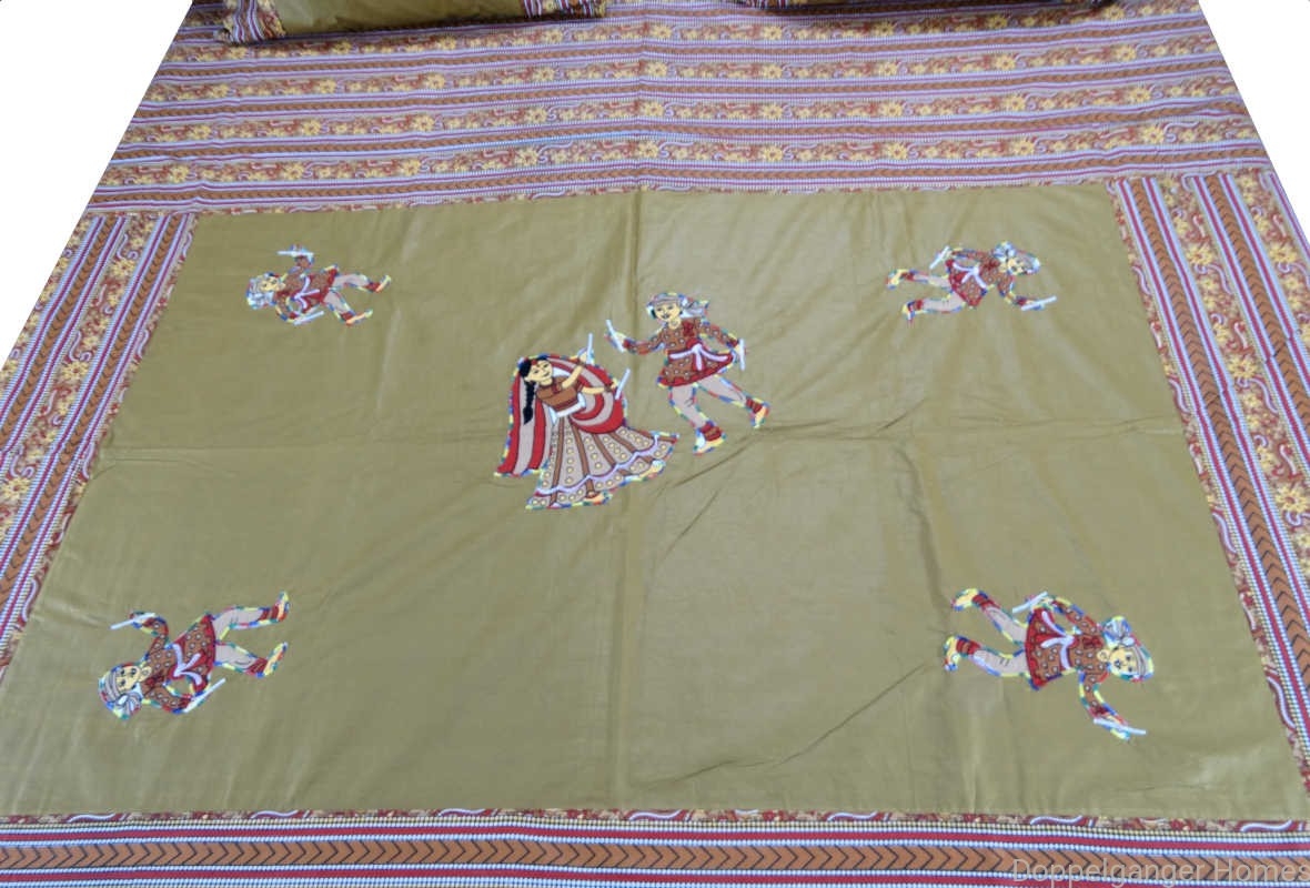 Applique Embroidery Double Bed Sheet-48