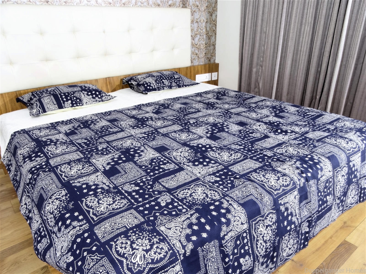 Doppelganger Homes Blue Beauty Double Bed sheet-85