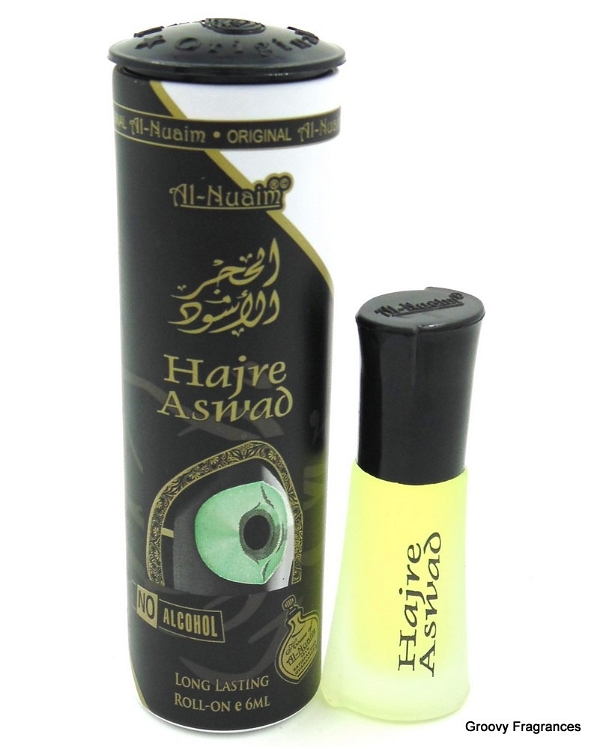 Al Nuaim Hajre Aswad Perfume Roll-On Attar Free from ALCOHOL Round Gift Pack - 6ML