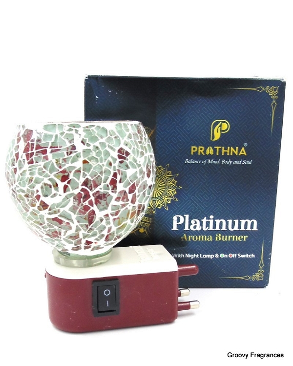 Prathna Platinium Electric Kapoor/Aroma/Bakhoor Burner for Home Fragrance with Night lamp Ceramic Incense Holder PM1 (Multicolor)