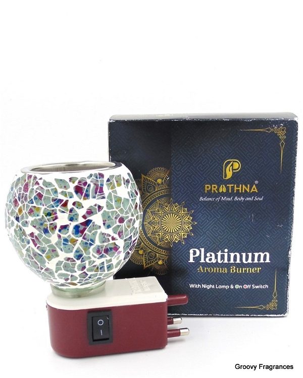 Prathna Platinium Electric Kapoor/Aroma/Bakhoor Burner for Home Fragrance with Night lamp Ceramic Incense Holder PM51 (Multicolor)