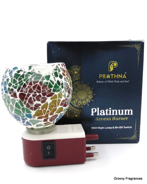 Prathna Platinium Electric Kapoor/Aroma/Bakhoor Burner for Home Fragrance with Night lamp Ceramic Incense Holder PM16 (Multicolor)