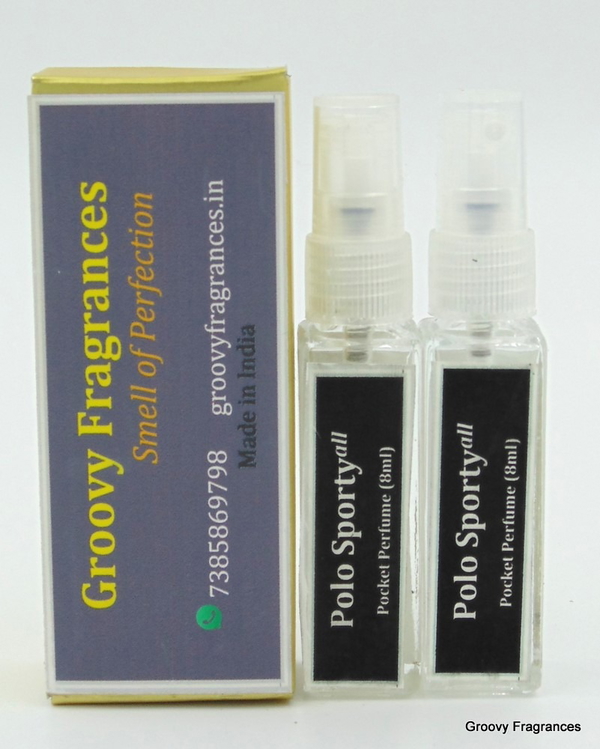 Groovy Fragrances Polo Sporty Long Lasting Pocket Perfume 8ML (Pack of 2) | Unisex | By Groovy Fragrances - 8ML