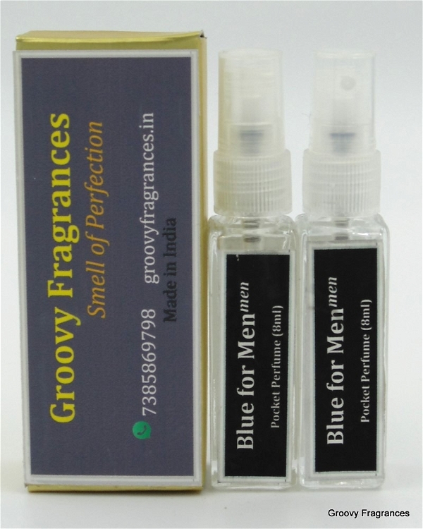 Groovy Fragrances Blue for Men Long Lasting Pocket Perfume 8ML (Pack of 2) | For Men | By Groovy Fragrances - 8ML