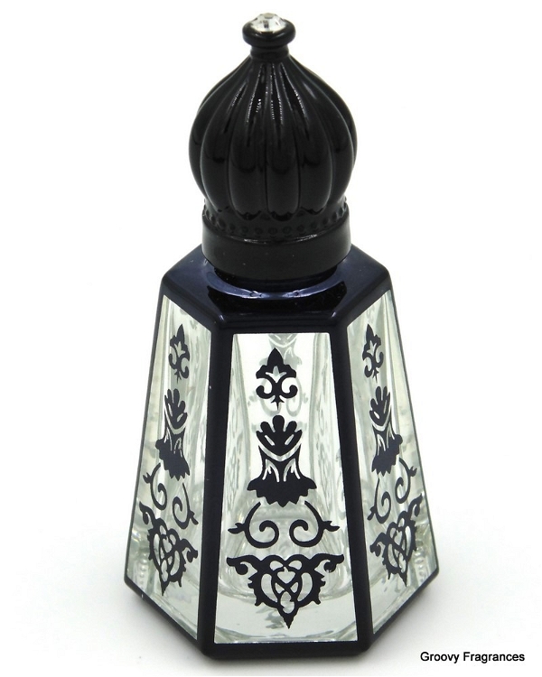 Groovy Fragrances Exclusive Golden Fancy Designer Bottle Empty Attar Bottle- V shape D1 - Black
