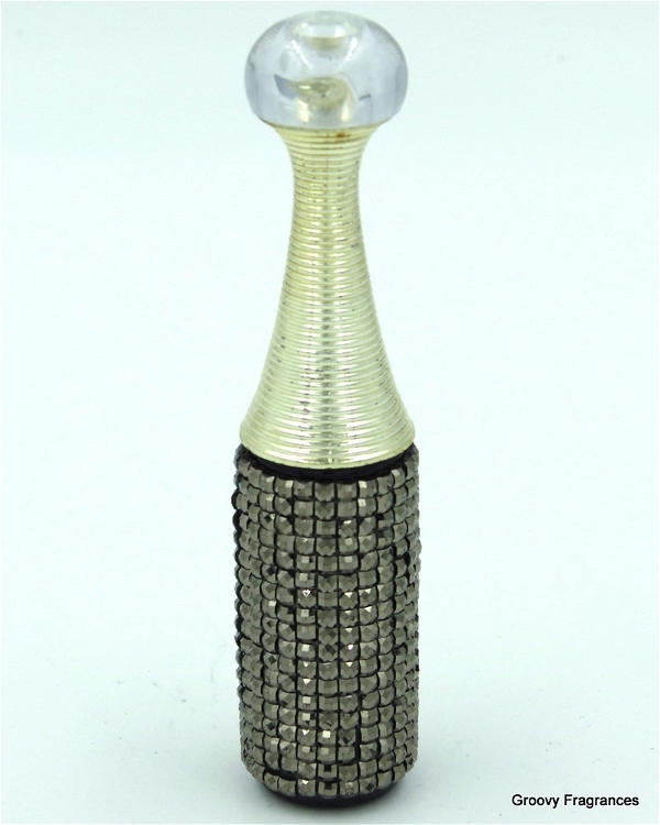 Groovy Fragrances Exclusive Golden Fancy Designer Bottle Empty Attar Bottle- Long Diamond shape D8 - Black Round Design