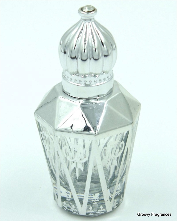 Groovy Fragrances Exclusive Golden Fancy Designer Bottle Empty Attar Bottle- Diamond Cut shape D6 - Silver